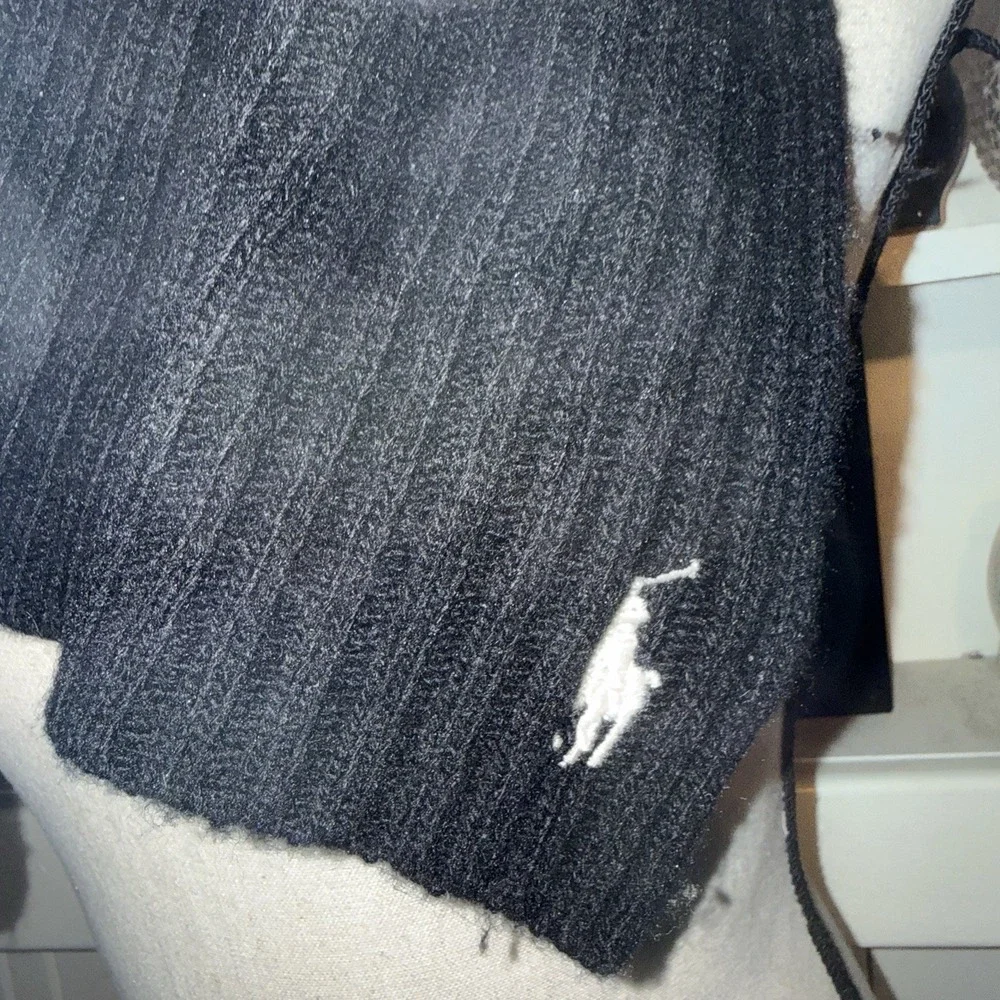 Polo Ralph Lauren Black Unisex Lambswool Knit Scarf